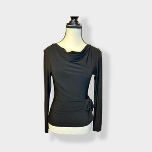 Women’s La Femme XS Black Cowl Neck Side Hip Tie Top 0-2